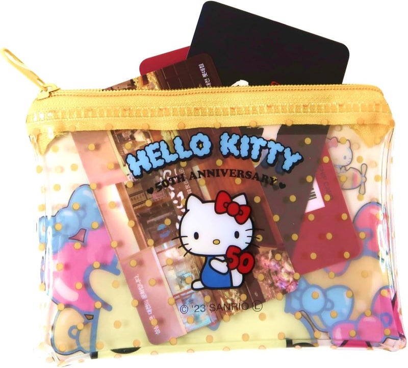 MENBLY 50th anniversary Flat pouch, Cute Vinyl Zipper Pouch, Card Wallet & Case, Kawaii Pouch Bag, 12x7.5x1cm (Yellow Pompom-Puin) - Image 4